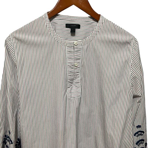 J Crew Embroider Stripe Blouse Tie Back Top L Cottagecore Prairie Boho Feminine - Picture 5 of 6